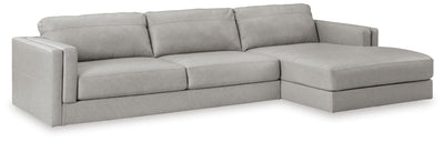 Amiata 2-Piece RAF Chaise Sectional in Glacier Leather