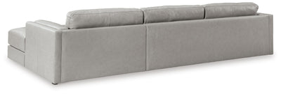 Amiata 2-Piece RAF Chaise Sectional in Glacier Leather