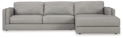 Amiata 2-Piece RAF Chaise Sectional in Glacier Leather