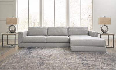 Amiata 2-Piece RAF Chaise Sectional in Glacier Leather