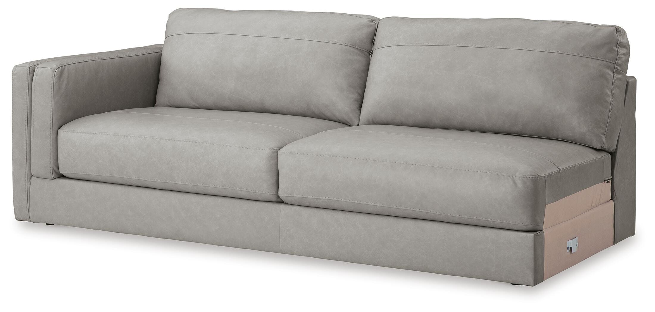 Amiata 2-Piece RAF Chaise Sectional in Glacier Leather