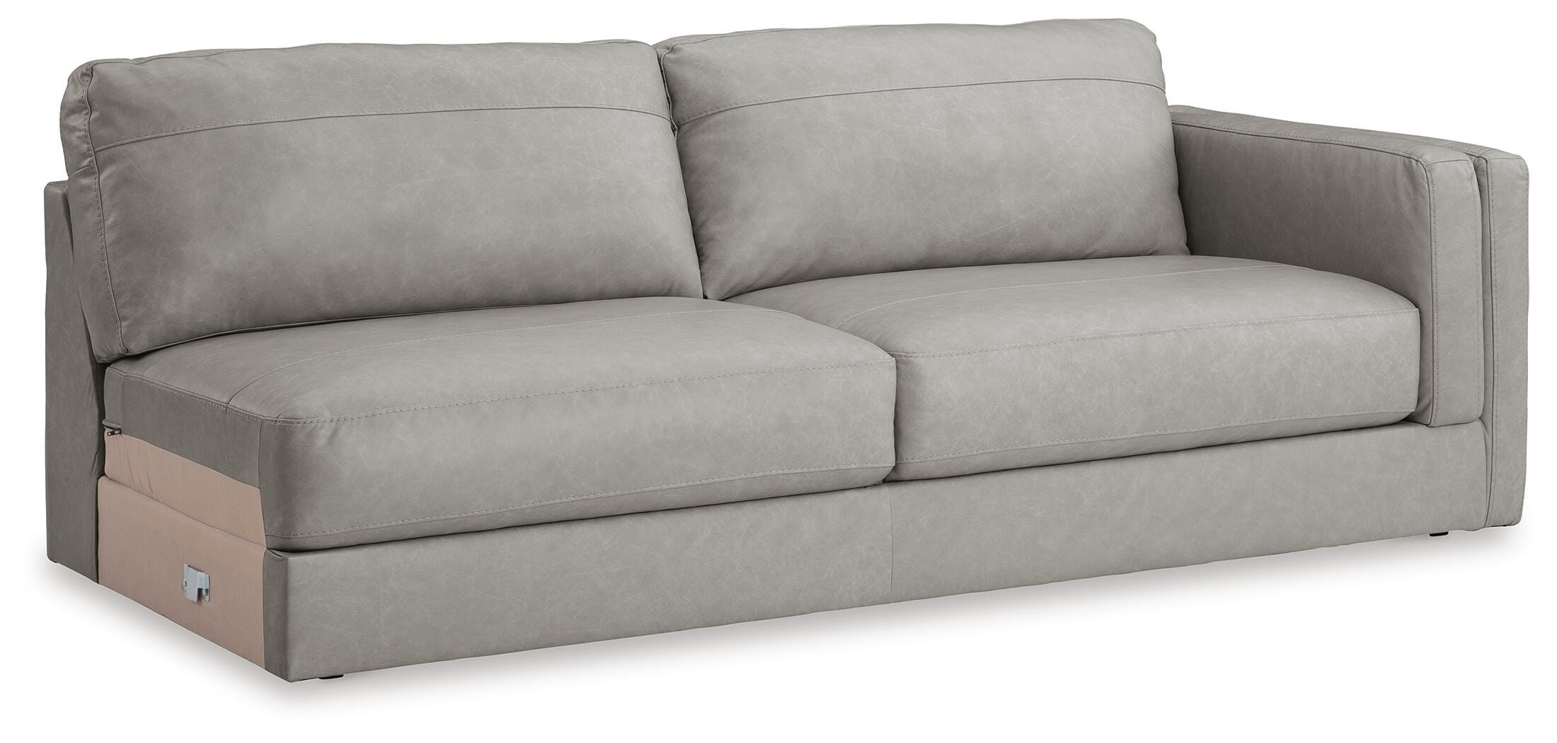 Amiata 2-Piece LAF Chaise Sectional in Glacier Leather