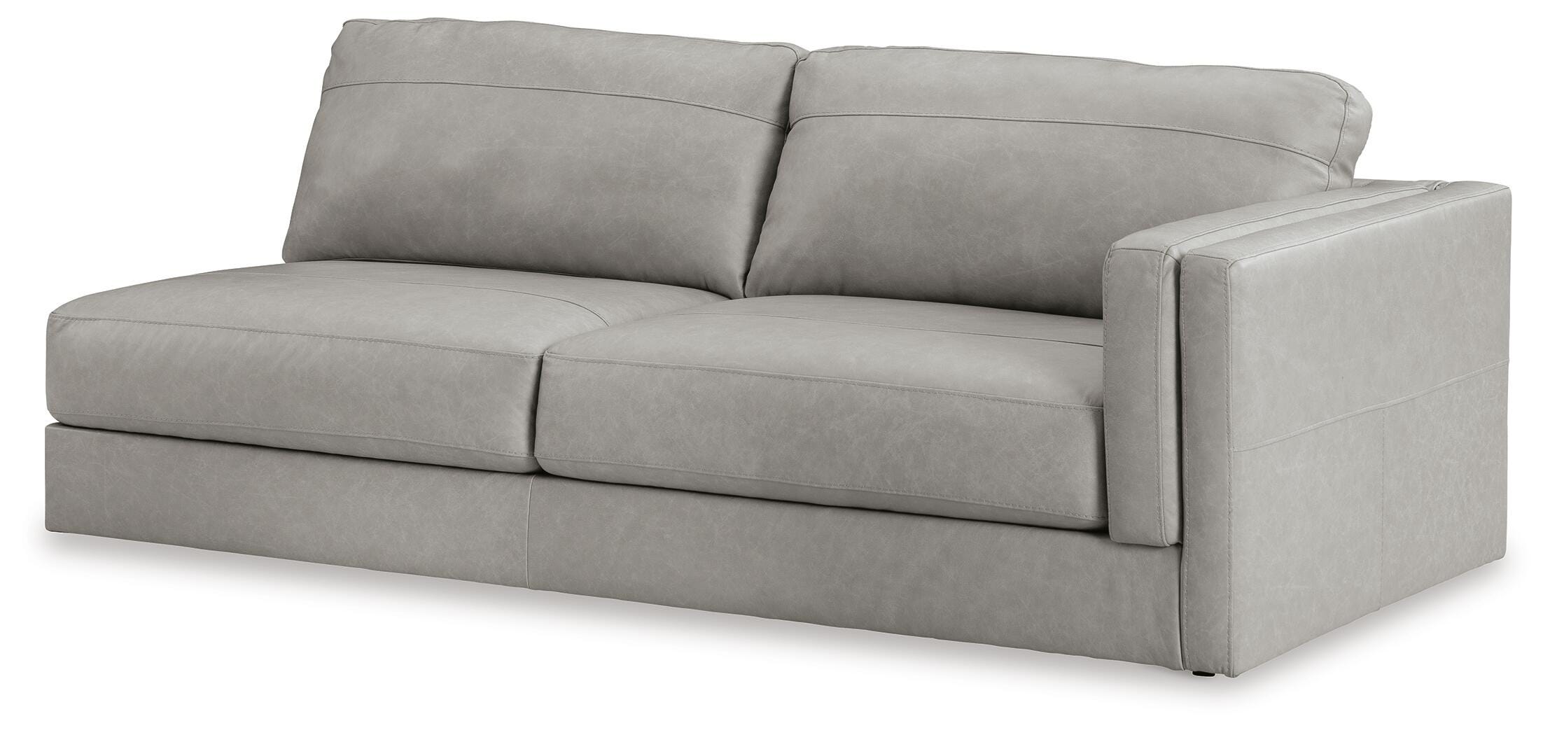 Amiata 2-Piece LAF Chaise Sectional in Glacier Leather