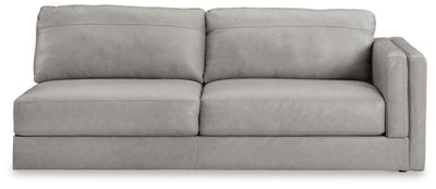 Amiata 2-Piece LAF Chaise Sectional in Glacier Leather