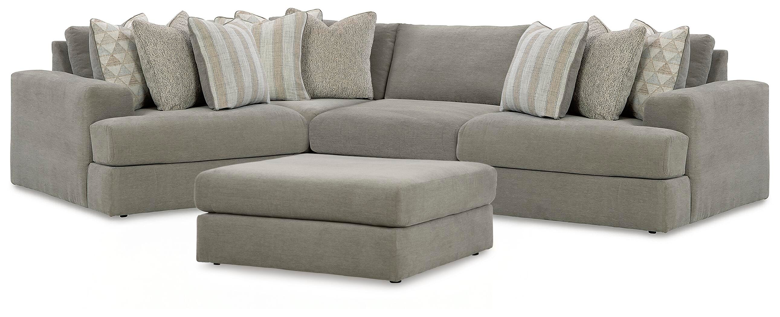 Avaliyah 4-Piece Sectional and Oversized Accent Ottoman in Ash