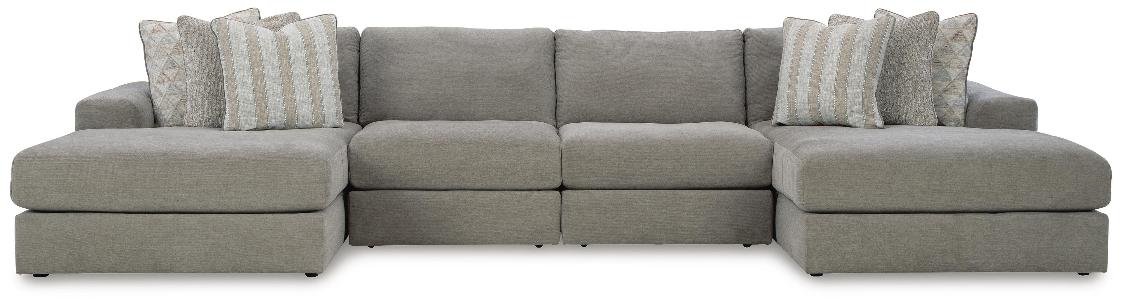 Avaliyah 4-Piece Double Chaise Sectional in Ash Chenille