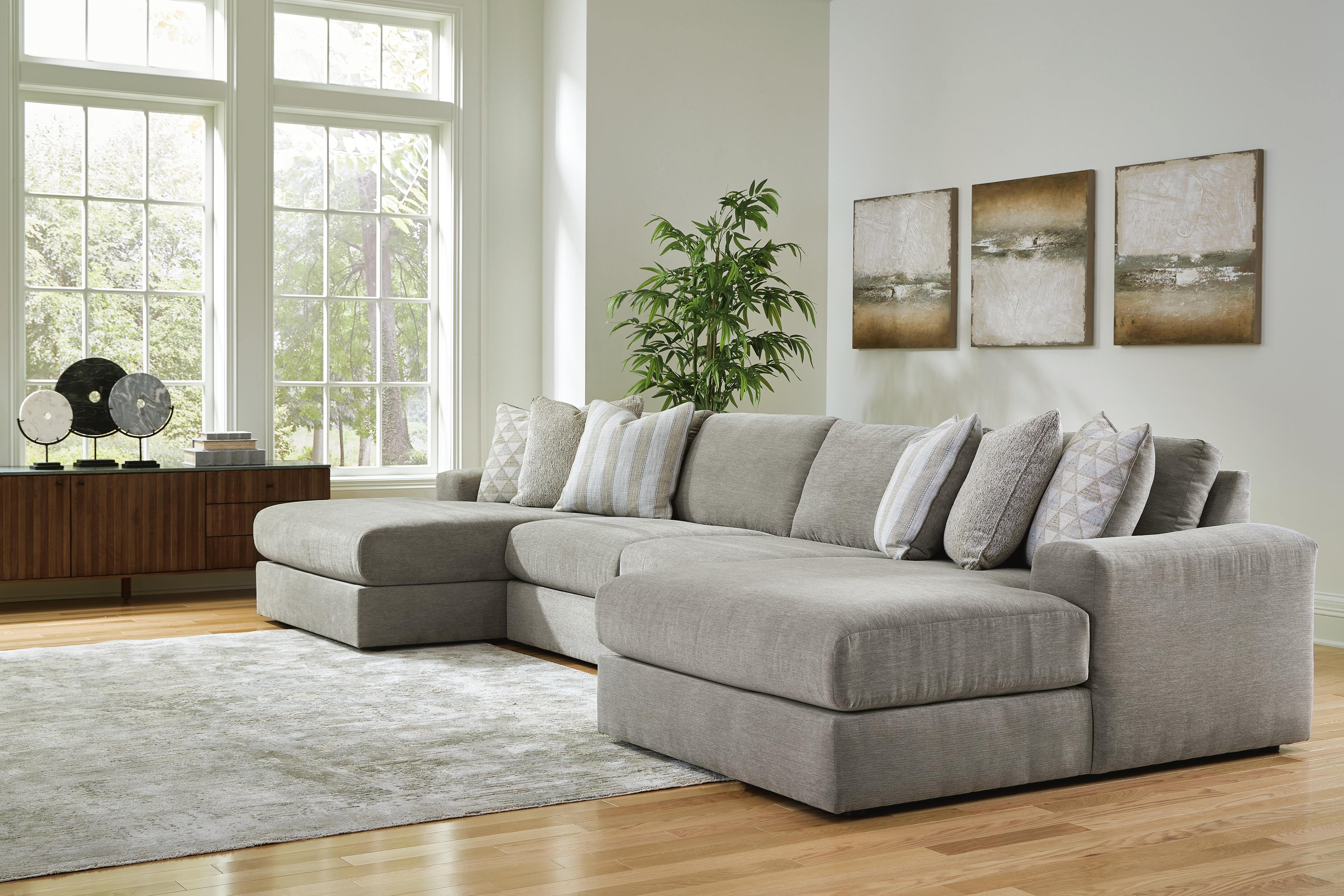 Avaliyah 4-Piece Double Chaise Sectional in Ash Chenille