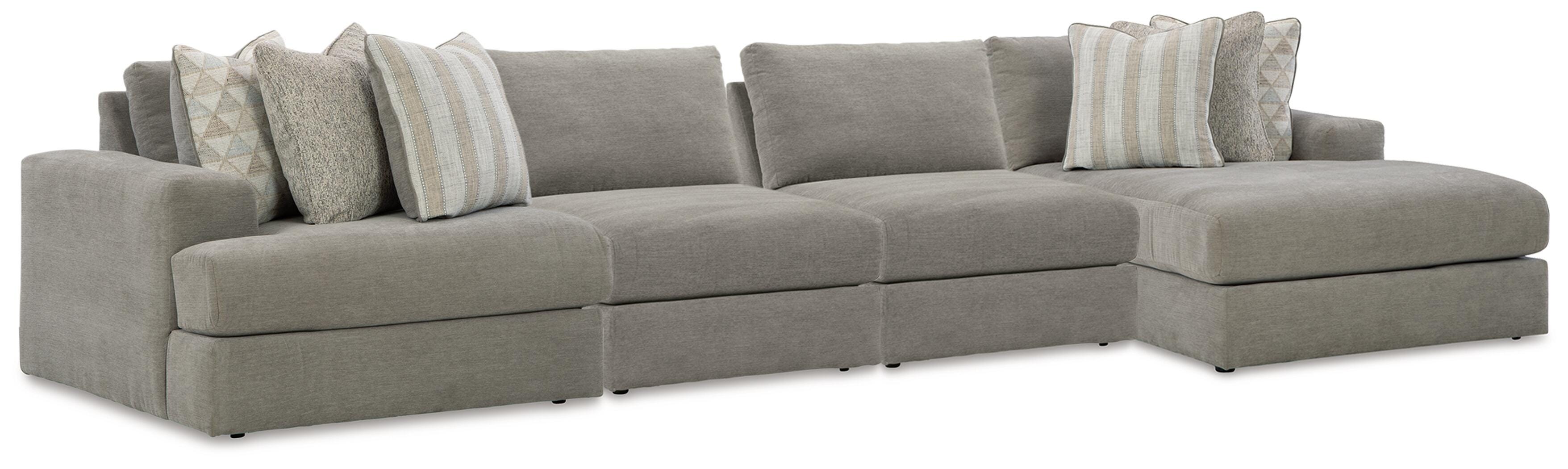 Avaliyah 4-Piece RAF Chaise Sectional in Ash Chenille