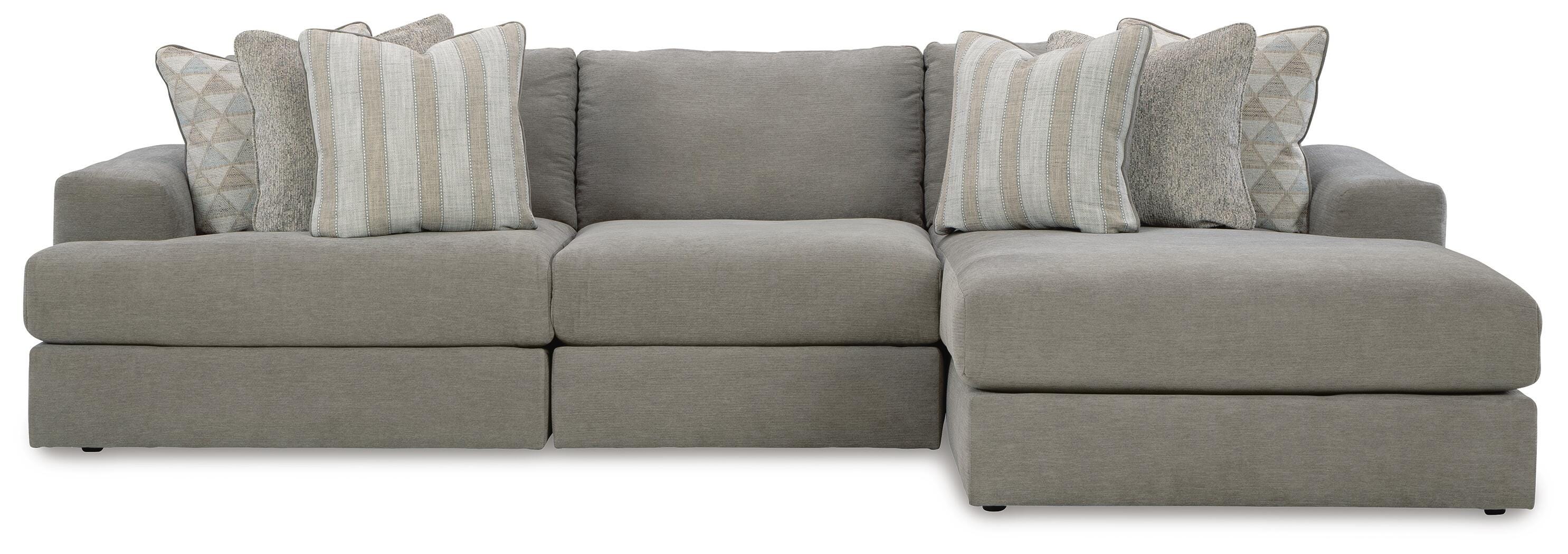 Avaliyah 3-Piece RAF Chaise Sectional in Ash Chenille