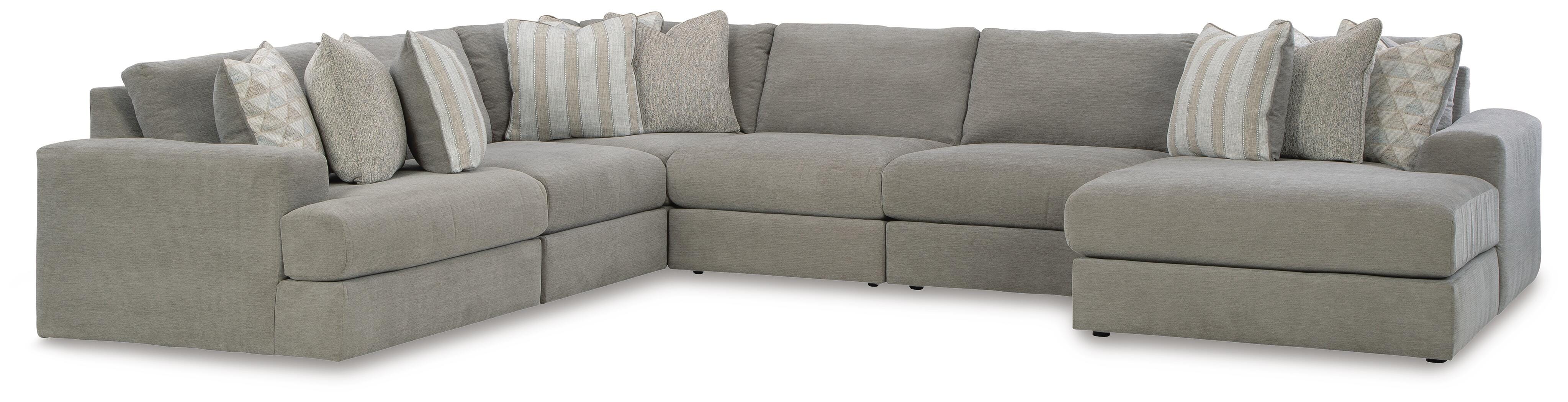 Avaliyah 6-Piece RAF Chaise Sectional in Ash Chenille