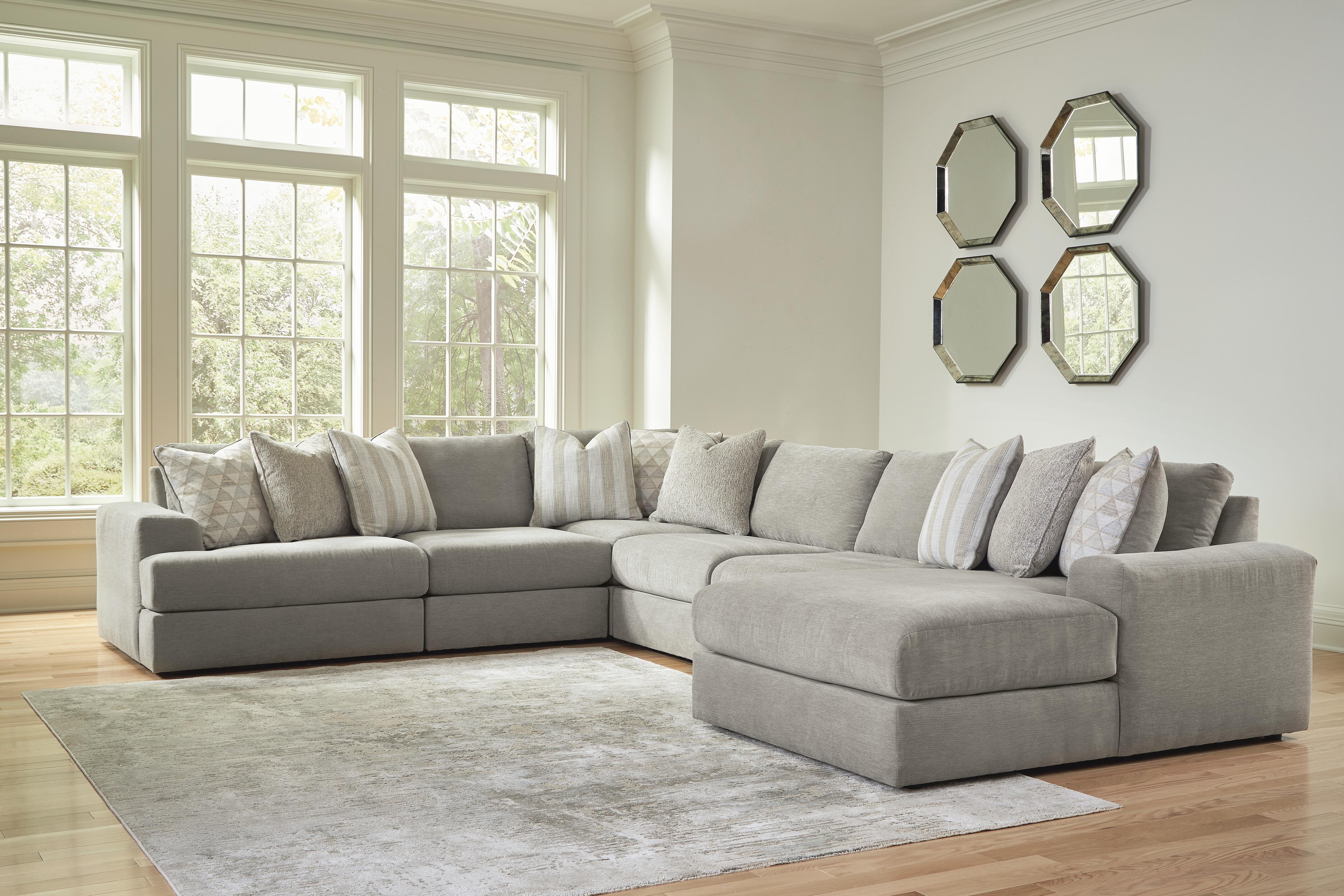Avaliyah 6-Piece RAF Chaise Sectional in Ash Chenille