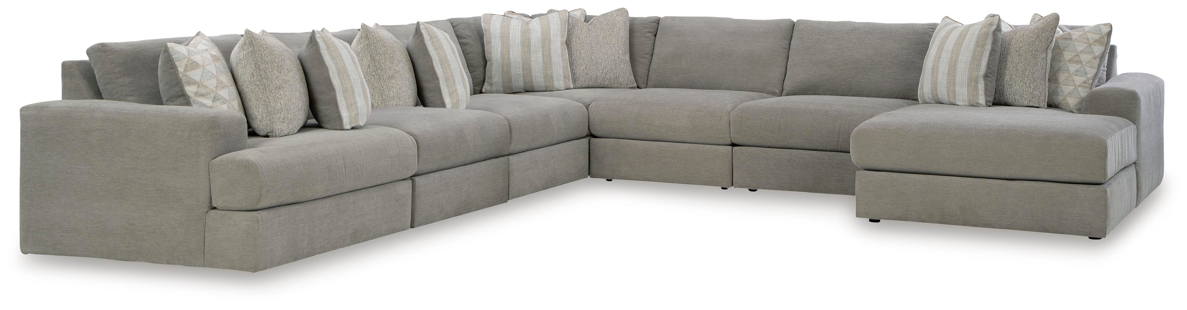 Avaliyah 7-Piece RAF Chaise Sectional in Ash Chenille