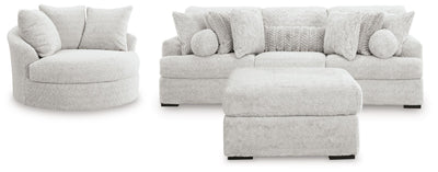 Cuddle Plush 3-Piece Sectional, Chair and Ottoman in Arctic
