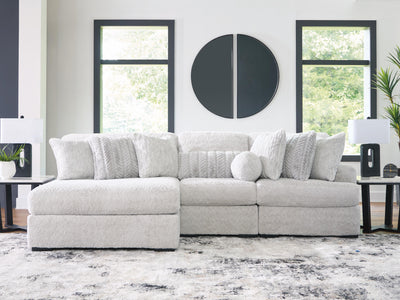 Cuddle Plush 3-Piece Sectional with LAF Chaise in Arctic Chenille and Velvet