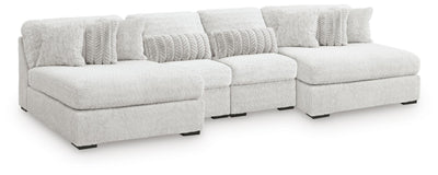 Cuddle Plush 4-Piece Sectional with Chaise in Arctic Chenille and Velvet
