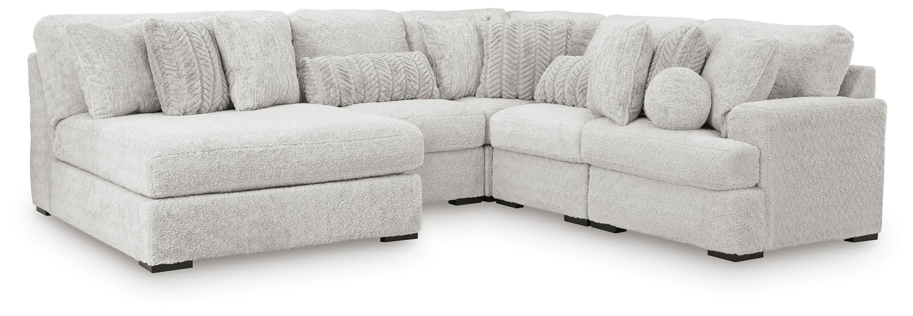 Cuddle Plush 5-Piece Sectional with Chaise in Arctic
