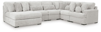 Cuddle Plush 6-Piece Sectional with RAF Chaise in Arctic Chenille and Velvet