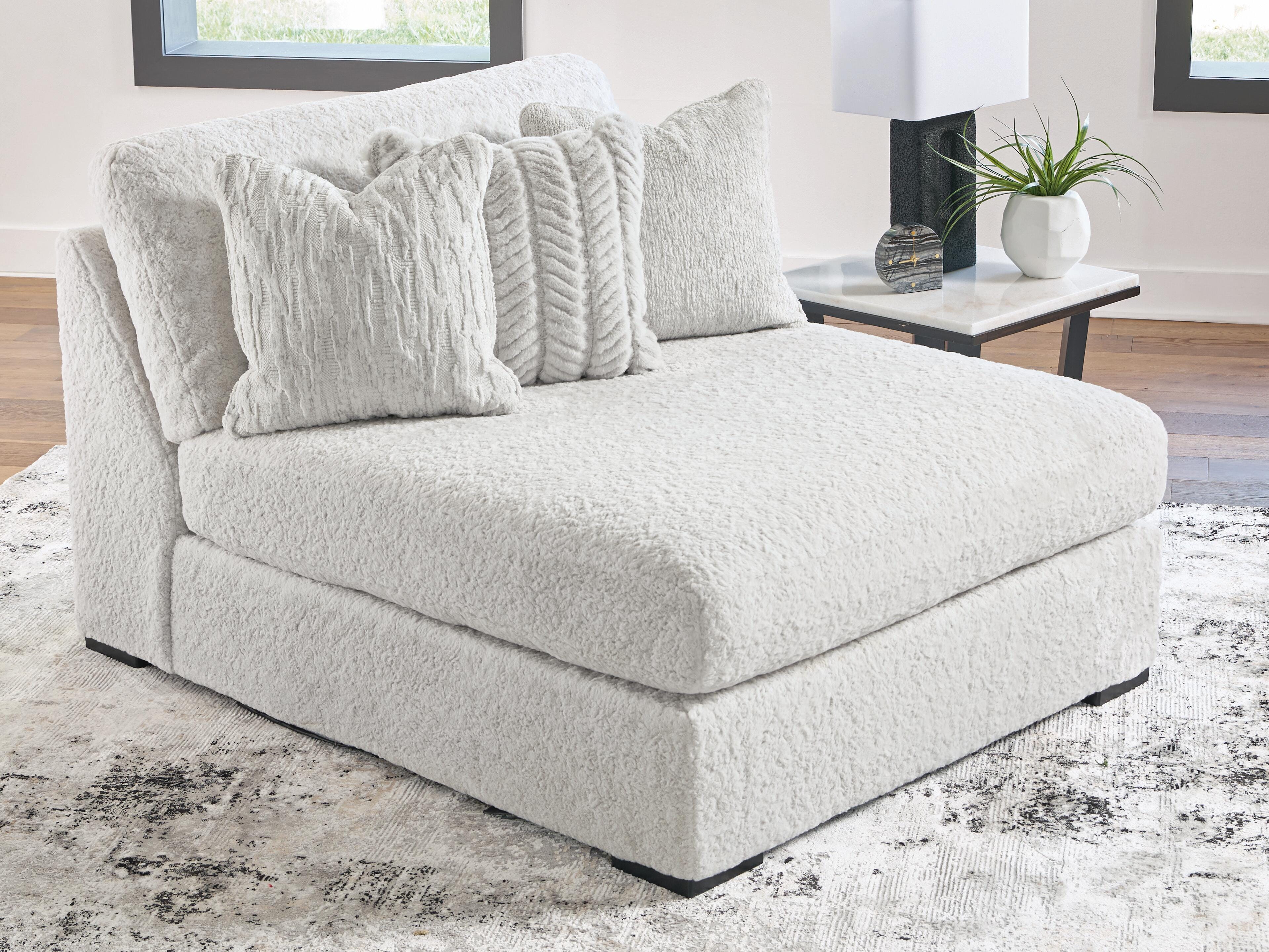 Cuddle Plush 6-Piece Sectional with Chaise in Arctic Chenille and Velvet