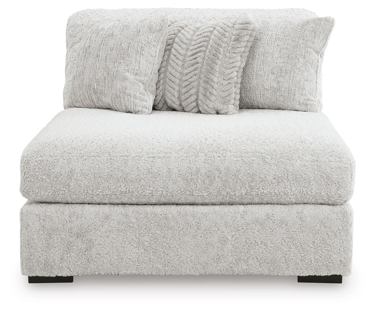 Cuddle Plush 3-Piece Sectional with RAF Chaise in Arctic Chenille and Velvet