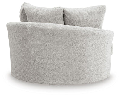 Cuddle Plush 3-Piece Sectional, Chair and Ottoman in Arctic