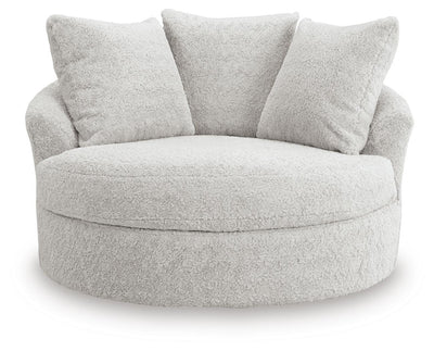 Cuddle Plush 3-Piece Sectional, Chair and Ottoman in Arctic