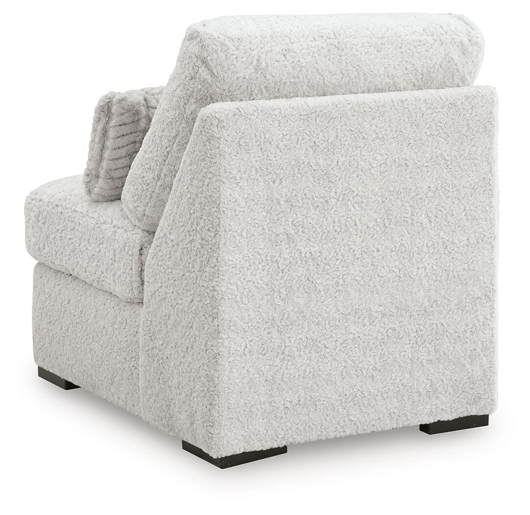 Cuddle Plush 3-Piece Sectional, Chair and Ottoman in Arctic