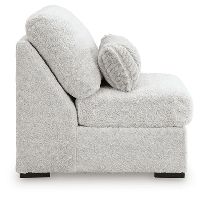 Cuddle Plush 3-Piece Sectional, Chair and Ottoman in Arctic