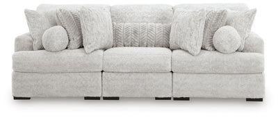 Cuddle Plush 3-Piece Sectional in Arctic Chenille and Velvet