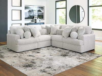 Cuddle Plush 5-Piece Sectional in Arctic Chenille and Velvet