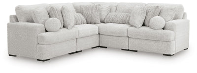 Cuddle Plush 5-Piece Sectional in Arctic Chenille and Velvet