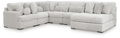 Cuddle Plush 6-Piece Sectional with Chaise in Arctic Chenille and Velvet