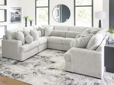 Cuddle Plush 8-Piece Sectional in Arctic Chenille and Velvet