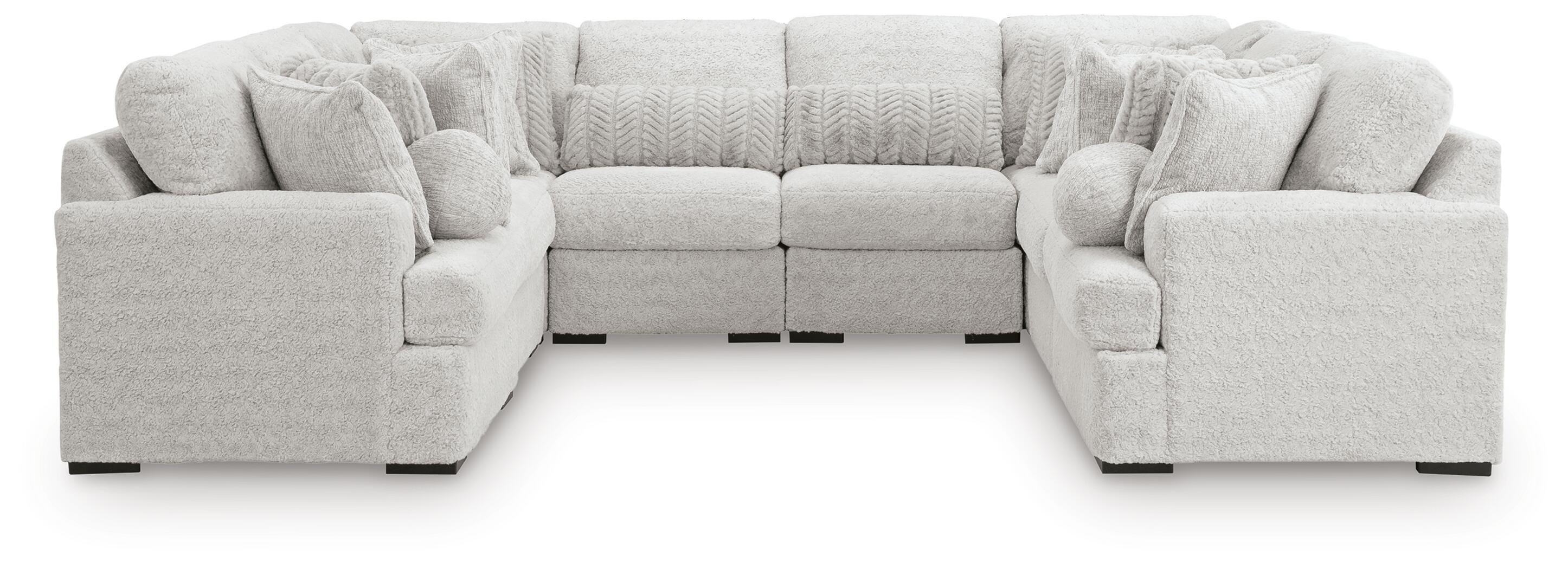 Cuddle Plush 8-Piece Sectional in Arctic Chenille and Velvet