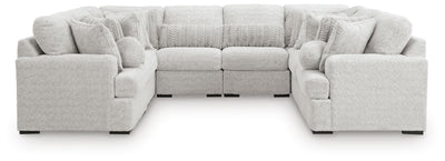 Cuddle Plush 8-Piece Sectional in Arctic Chenille and Velvet