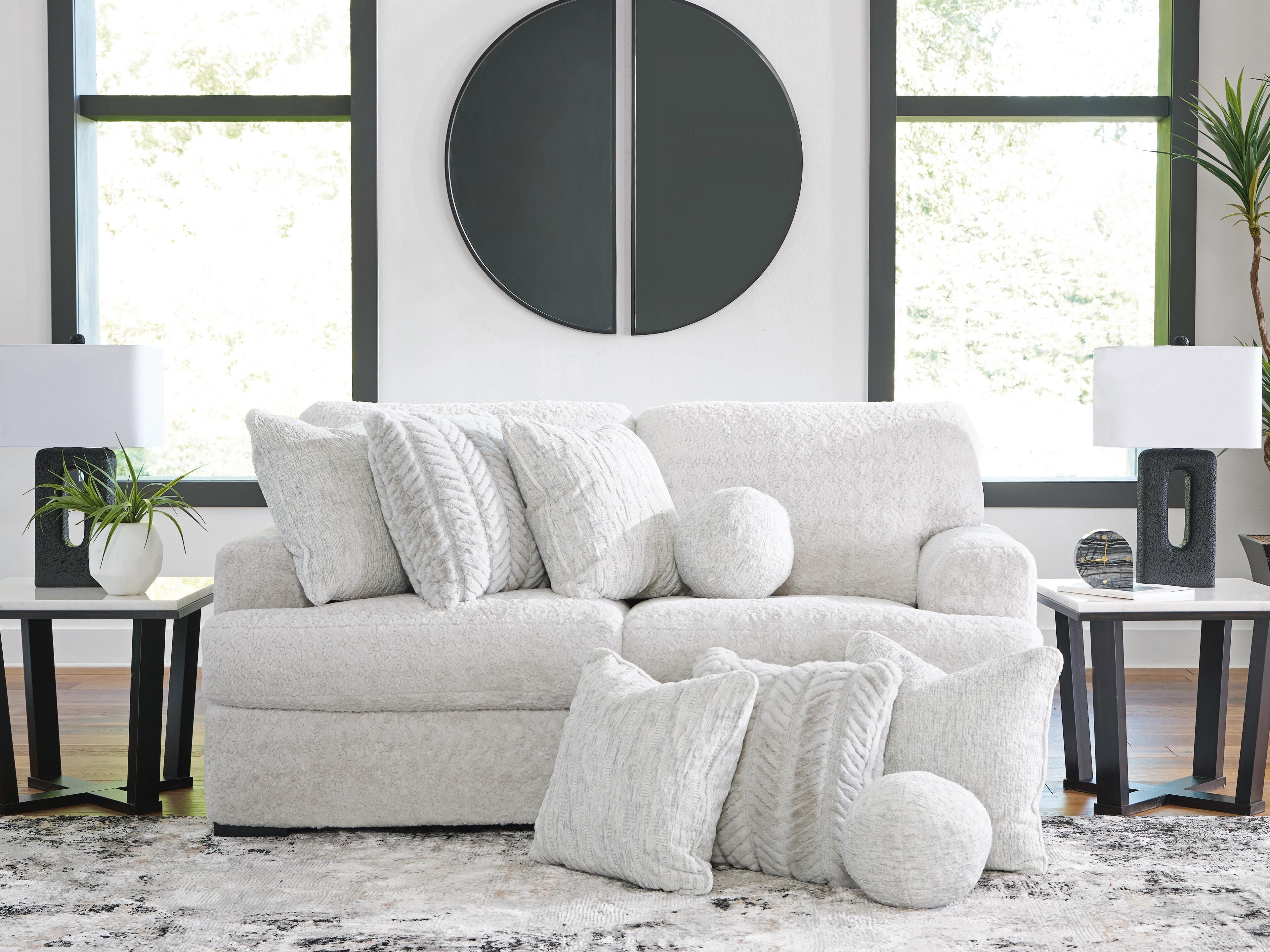 Cuddle Plush 2-Piece Sectional in Arctic Chenille and Velvet