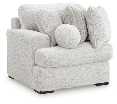 Cuddle Plush 3-Piece Sectional, Chair and Ottoman in Arctic