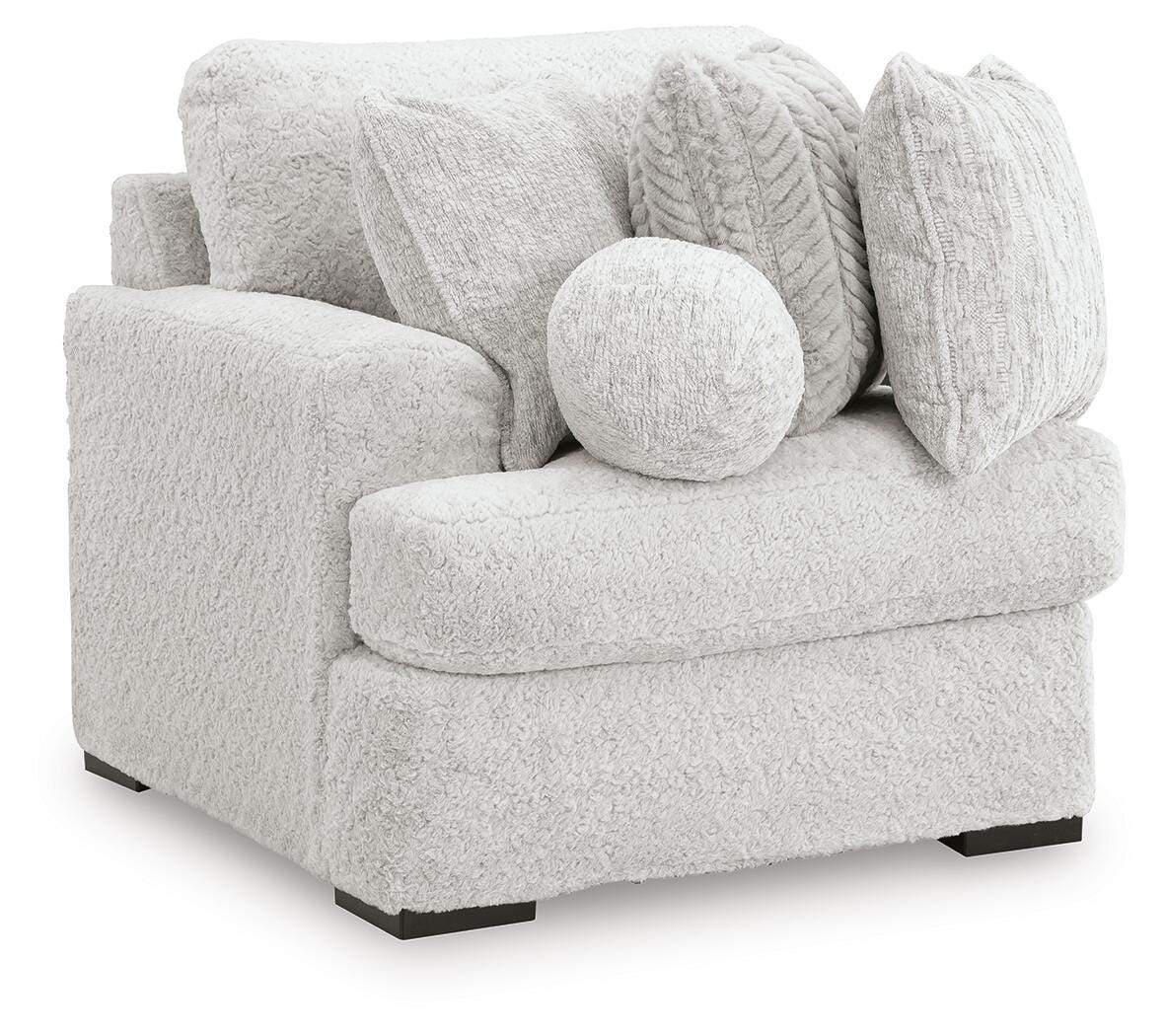 Cuddle Plush 3-Piece Sectional with RAF Chaise in Arctic Chenille and Velvet