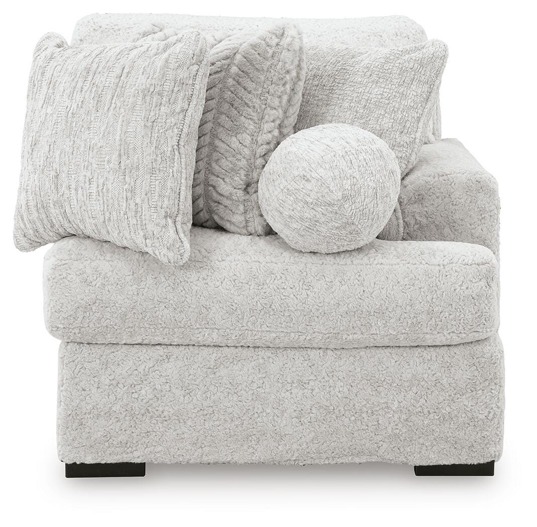 Cuddle Plush 3-Piece Sectional, Chair and Ottoman in Arctic