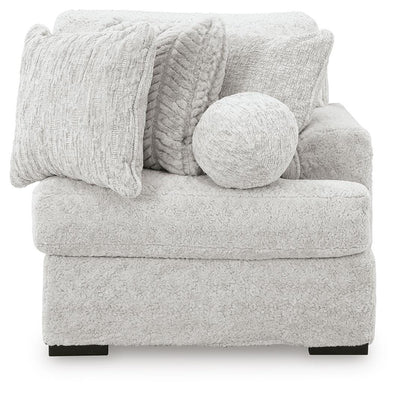 Cuddle Plush 3-Piece Sectional, Chair and Ottoman in Arctic