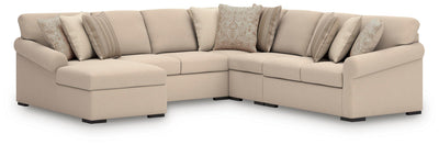LadyMae 5-Piece LAF Chaise Sectional in Twill Performance Fabric and Next-Gen Nuvella