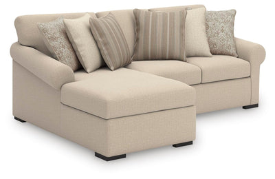 LadyMae 2-Piece LAF Chaise Sectional in Twill Performance Fabric and Next-Gen Nuvella