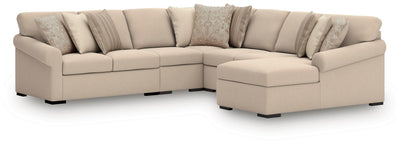 LadyMae 5-Piece RAF Chaise Sectional in Twill Performance Fabric and Next-Gen Nuvella