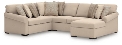 LadyMae 4-Piece RAF Chaise Sectional in Twill Performance Fabric and Next-Gen Nuvella