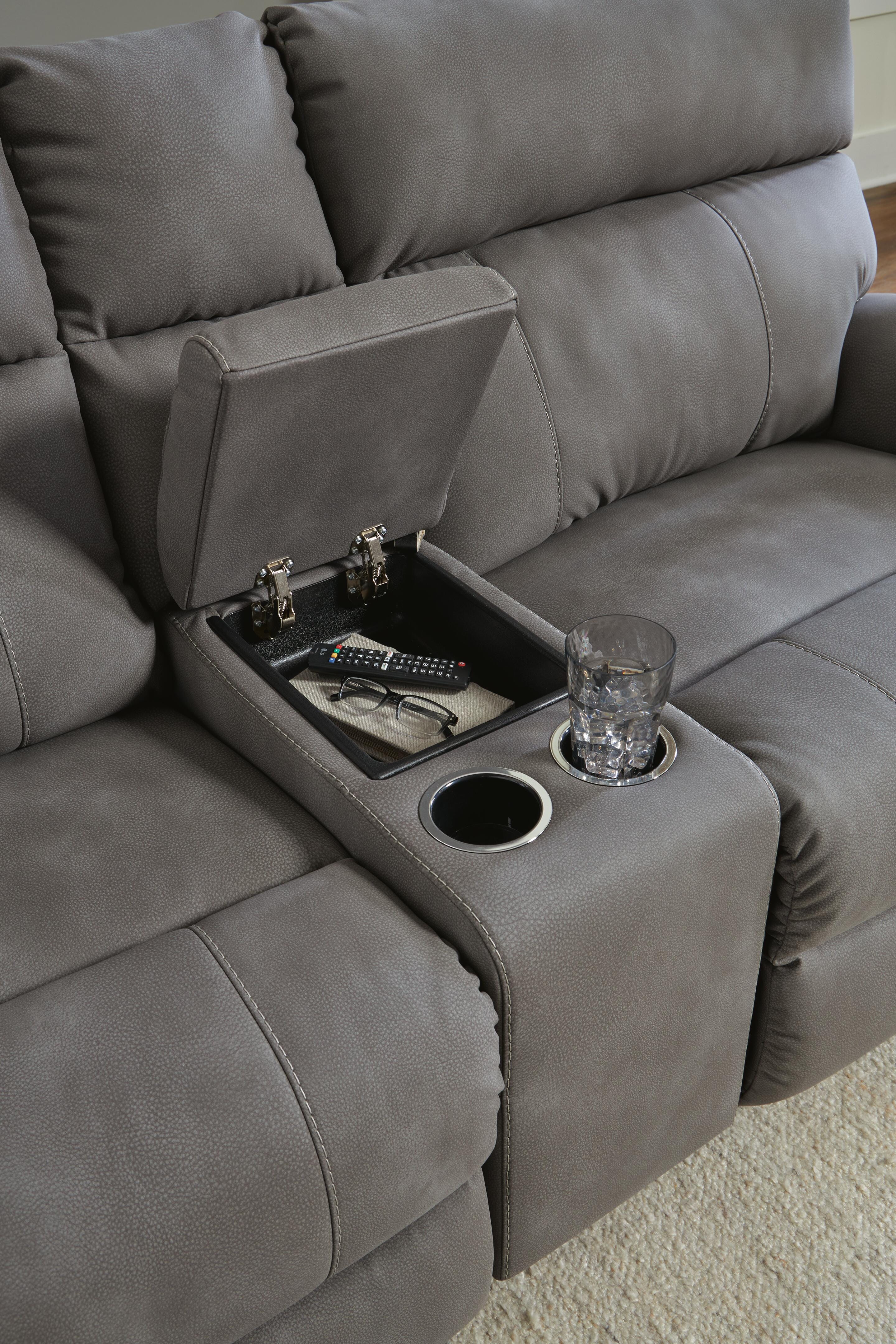 Next-Gen Durapella 3-Piece Power Reclining Sectional Loveseat with Console in Slate Microfiber