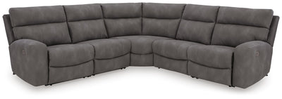 Next-Gen Durapella 5-Piece Power Reclining Sectional in Slate Microfiber