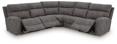 Next-Gen Durapella 5-Piece Power Reclining Sectional in Slate Microfiber