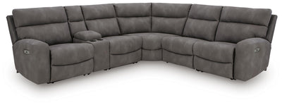 Next-Gen Durapella 6-Piece Power Reclining Sectional in Slate Microfiber