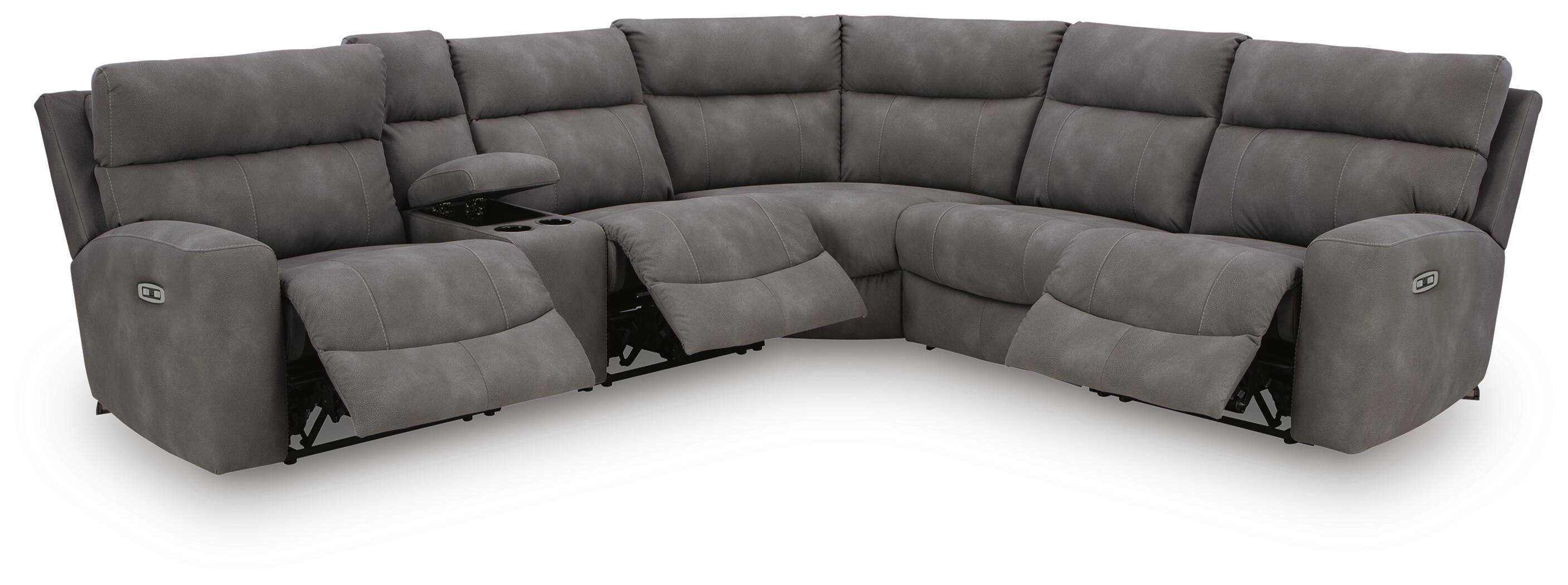 Next-Gen Durapella 6-Piece Power Reclining Sectional in Slate Microfiber