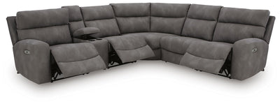 Next-Gen Durapella 6-Piece Power Reclining Sectional in Slate Microfiber
