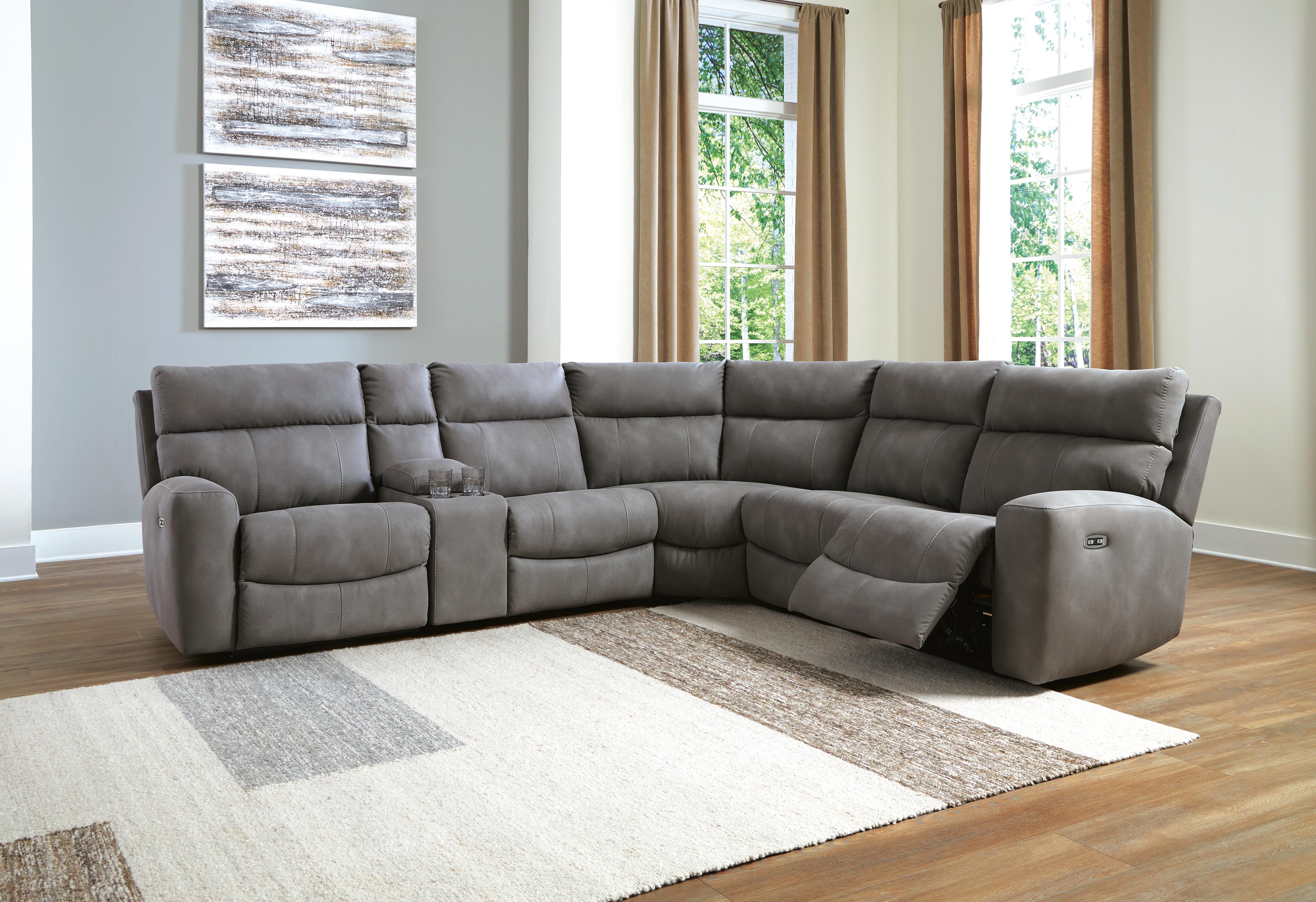 Next-Gen Durapella 6-Piece Power Reclining Sectional in Slate Microfiber